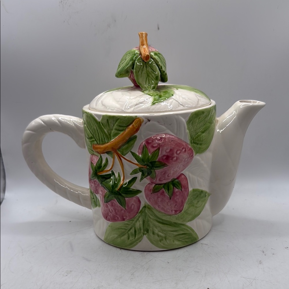 Vintage Shafford Fruit De Jour Strawberry Ceramic Teapot Lid Decor Collectible